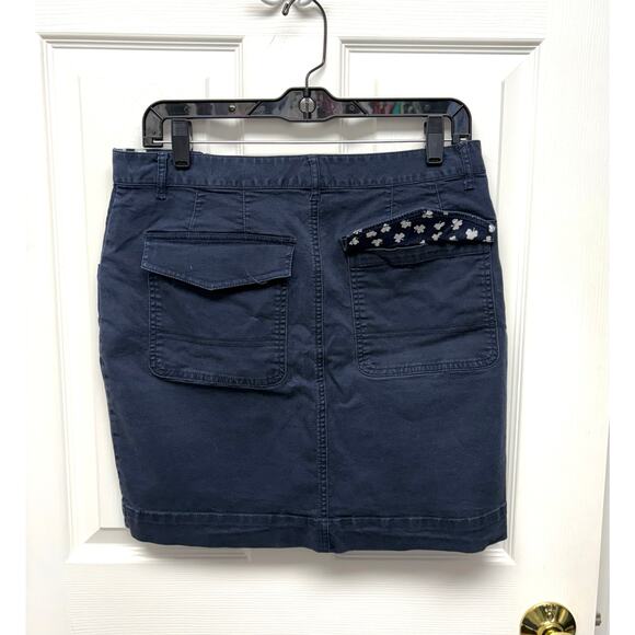Brooks Brothers Cotton Skirt, Navy Blue Chino Style, Print Trim, Women's Size 8 - Picture 4 of 5